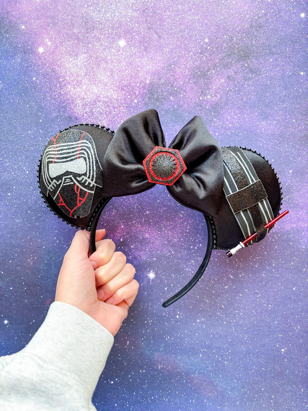 Disney Star Wars Black Mouse Ears Headband with Red and Blue Lightsaber Accents s-l400.jpg main image 3