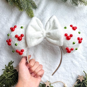 Christmas Pearl Velvet Inspired Mouse Ears Mickey Ears Headband| Ships in 10-12 business days