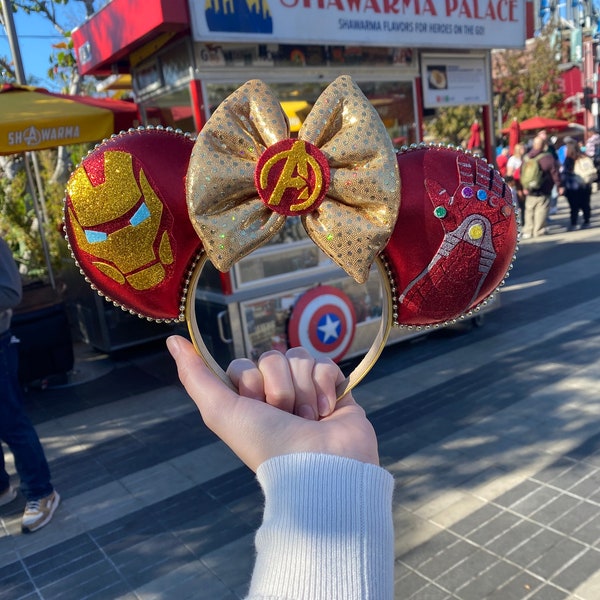 The Avengers Endgame Iron Man Infinity Gauntlet Inspired Mouse Ears Mickey Ears Headband