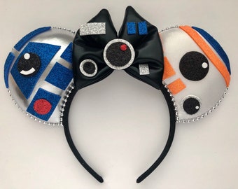 Disney Star Wars R2D2 BB8 and BB9E Inspired Mickey Ears Mickey Ears Headband