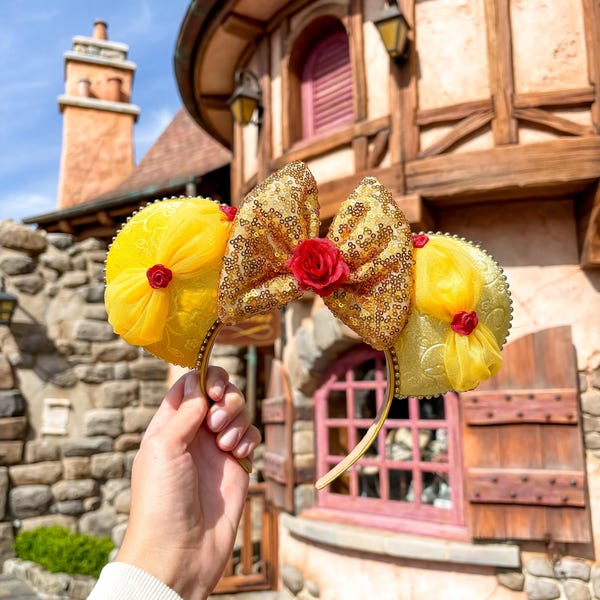 Belle Beauty and the Beast Inspired Mouse Ears Mickey Ears Headband | PREORDER Ships in 10 business days 