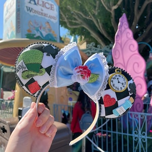 Alice in Wonderland Inspired Mouse Ears Mickey Ears| Ships in 10-12 business days
