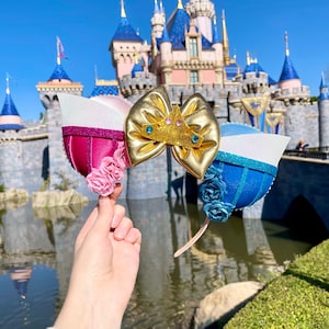 Sleeping Beauty Aurora Pink and Blue Inspired Mouse Ears Headband Mickey Ears Headband | PREORDER Ships in 10 business days