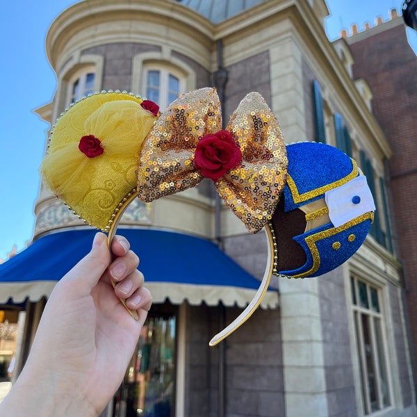Belle Beauty and the Beast Inspired Mouse Ears Mickey Ears Headband