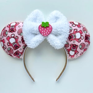 Toy Story Buzz Lightyear and Woody Lotso Bear Strawberry Inspired Mouse Ears Mickey Ears Headband| Ships in 10-12 business days