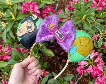 Diadema con orejas de Mickey inspirada en Kuzco e Yzma de El Emperador y sus Locuras / PREVENTA. Envío en 10 días hábiles.