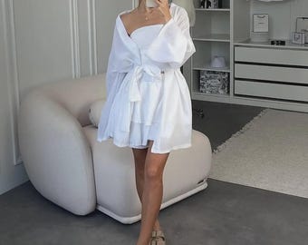 Conjunto de kimono de verano para mujer, estilo lino, conjunto coordinado, kimono y falda pantalón extragrandes, atuendo ligero para estar en casa, ideal para vacaciones o para cubrirse en la playa.