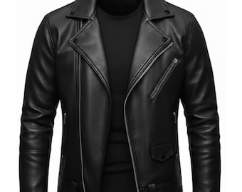 Women's Genuine Lambskin Leather Biker Jacket, Slim Fit Black Moto Jacket, Handmade Soft Real Leather Coat, Luxury Gift for Her