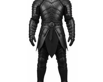 Full Body Knight Leather Armor, Genuine Leather Black Combat Suit, Handmade Lambskin Leather Tactical Fantasy Warrior Costume, Gift for Him