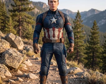 Captain America Inspired Leather Cosplay Suit - Tactical Steve Rogers  Costume - Authentic Handmade Movie Style Outfit - Gift for Him