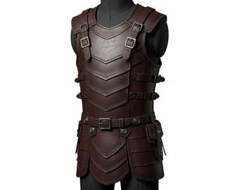 Medieval Viking Body Armor, Genuine Leather Sheepskin Cuirass, Fantasy Cosplay Chest Plate, Handmade Larp Knight Gear Gift for him