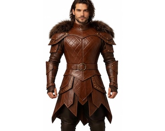 Cape en cuir d'agneau véritable, cape de ranger médiévale à capuche, robe de chevalier fantastique faite main, costume de GN de la foire Renaissance, cadeau pour lui