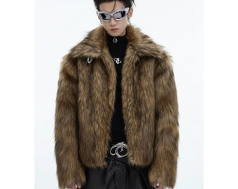 Chaqueta de piel auténtica negra con cuello de piel, abrigo de invierno de piel de oveja de lujo hecho a mano para hombre, abrigo de motociclista cálido y ajustado, regalo para él.