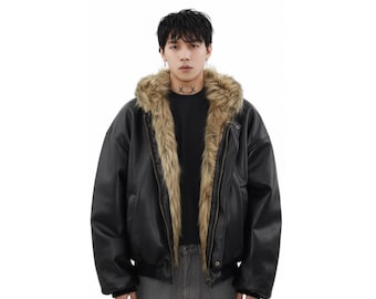 Manteau de luxe en fourrure véritable gris pour homme, veste d'hiver en fourrure véritable matelassée épaisse, pardessus chaud de qualité supérieure fait main, cadeau d'hiver haut de gamme pour lui