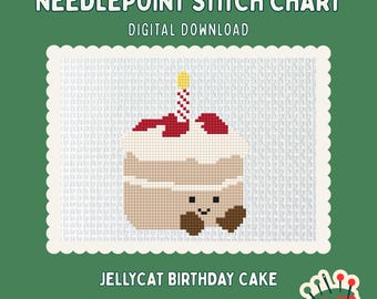 Jellycat Amuseable Birthday Cake digital needlepoint chart canvas