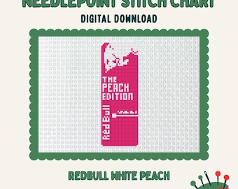 Redbull White Peach original digital needlepoint chart canvas