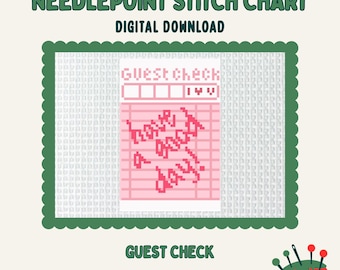 Guest Check digital needlepoint chart canvas