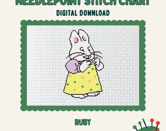 Ruby Max and Ruby Needlepoint Cross Stitch Chart (PDF Download)