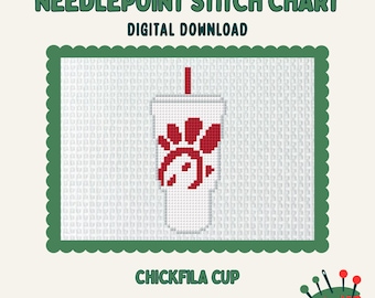 Chickfila Cup digital needlepoint chart canvas