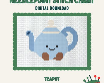 Jellycat Amuseable Teapot digital needlepoint chart canvas