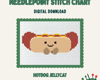 ジェリーキャットホットドッグのデジタルニードルポイントチャートキャンバス