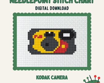 Tiny Kodak Camera digital needlepoint chart canvas