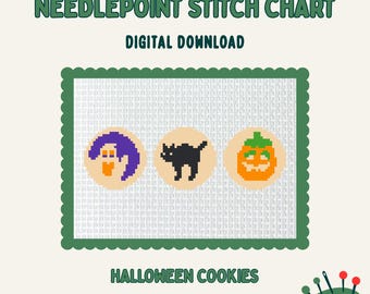 ハロウィーンクッキーのニードルポイントデジタルチャート - 13メッシュ