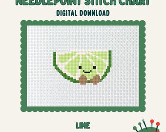 Jellycat Amuseable Lime digital needlepoint chart canvas