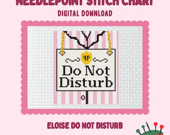 Eloise Do Not Disturb digital needlepoint chart canvas