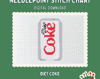 Diet Coke 13 AND 18 Mesh digital needlepoint chart canvas