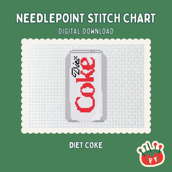 Schema digitale per ricamo a punto croce Diet Coke 13 e 18 Mesh su tela