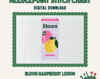 Bloom Raspberry Lemonade digital needlepoint chart canvas