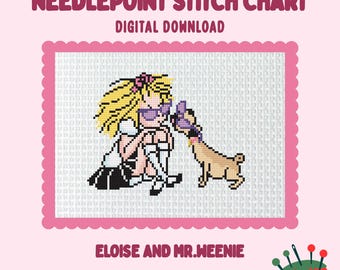 Eloise and Mr.Weenie digital needlepoint chart canvas