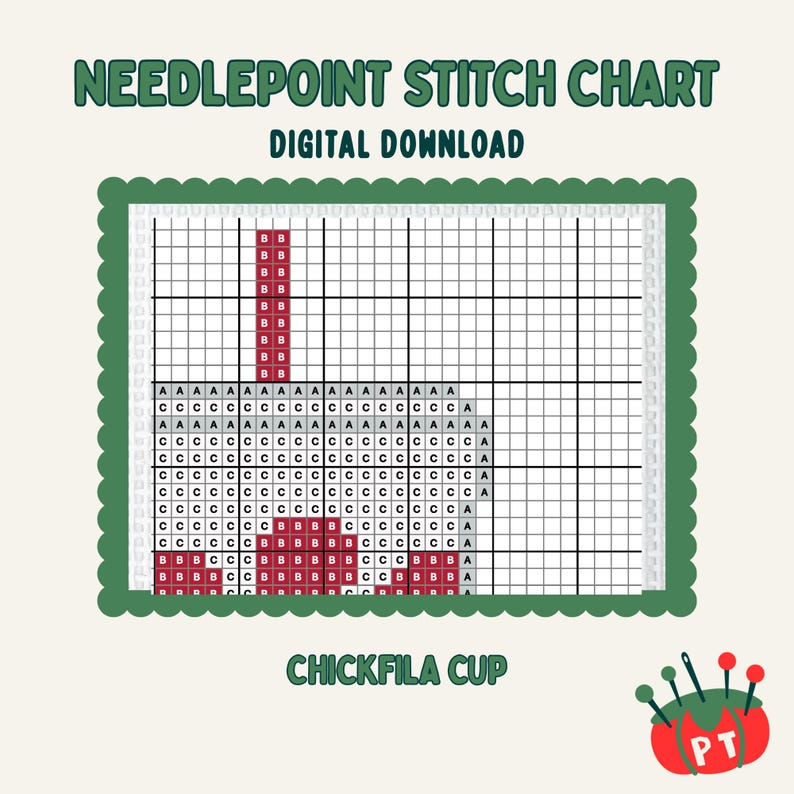 Needlepoint Grid Chickfila Cup Digital Needlepoint Chart Canvas - Etsy