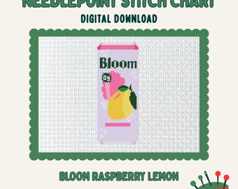 Large Bloom Raspberry Lemonade digital needlepoint chart canvas