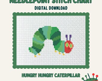 Hungry Hungry Caterpillar digital needlepoint chart canvas