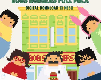 Bobs Burgers digital needlepoint chart canvas