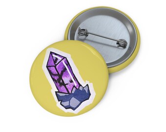 Clouded Ameythest Pin Button | Enamel-Style Gemstone Badge