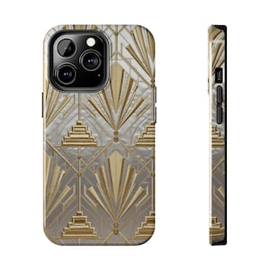 Funda para teléfono con diseño geométrico dorado Art Déco / Fundas resistentes para teléfono