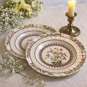 スポード社製バターカップ柄プレート2枚セット、ヴィンテージイングランド製花柄サラダ食器