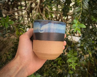 Handmade Ceramic Coffee Mug - midnight ocean - 12oz