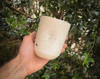 Taza de café de cerámica hecha a mano con diseño de hoyuelos y salpicaduras verdes - 355 ml (12 oz)
