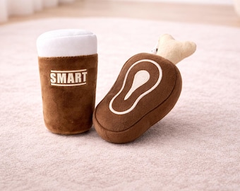 Smart Pet Cup Steak Squeaky Dog Toys Set – Plush Chew Play For Puppies