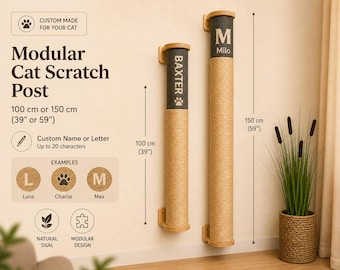 Personalized Wall Cat Scratcher Modular Sisal Cat Scratching Post Smart Pet 50 100 150 cm Glow Text Cat Furniture