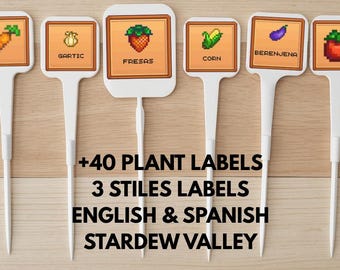 Printable Garden Plant Markers – Stardew Valley Inspired Labels for Vegetables, Herbs & Fruits | Digital Download
