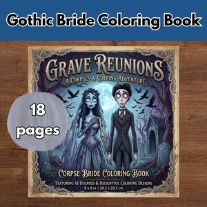 Gothic Corpse Bride Coloring Book – Dark Romantic Fantasy Printable – Victorian Inspired Art –Spooky Elegant Line Art– Instant Download PDF