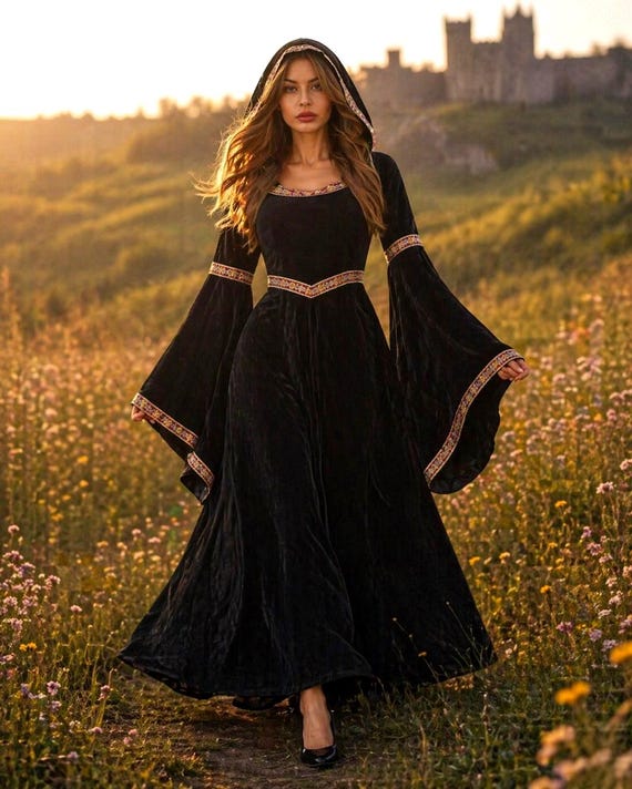 velvet dress gothic Victorian Vampire Red/black Gown Medium For a gothic look Bridesmaid velvet dress gothic black