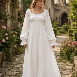 white long sleeve renaissance dress Silky Chiffon Renaissance Dress