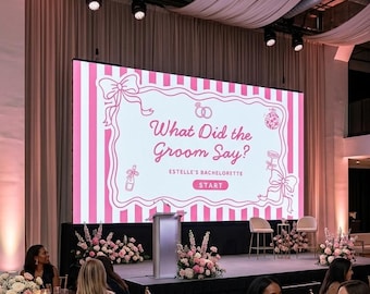 What Did Groom Say Bachelorette Game, Bridal Shower Trivia (Canva Template)