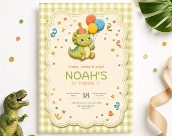 Dinosaur 1st Birthday Invitation Template,One-A-Saurus Dinosaur 1st Birthday Party Invite,EDITABLE Dino Party Template,Jurassic Party
